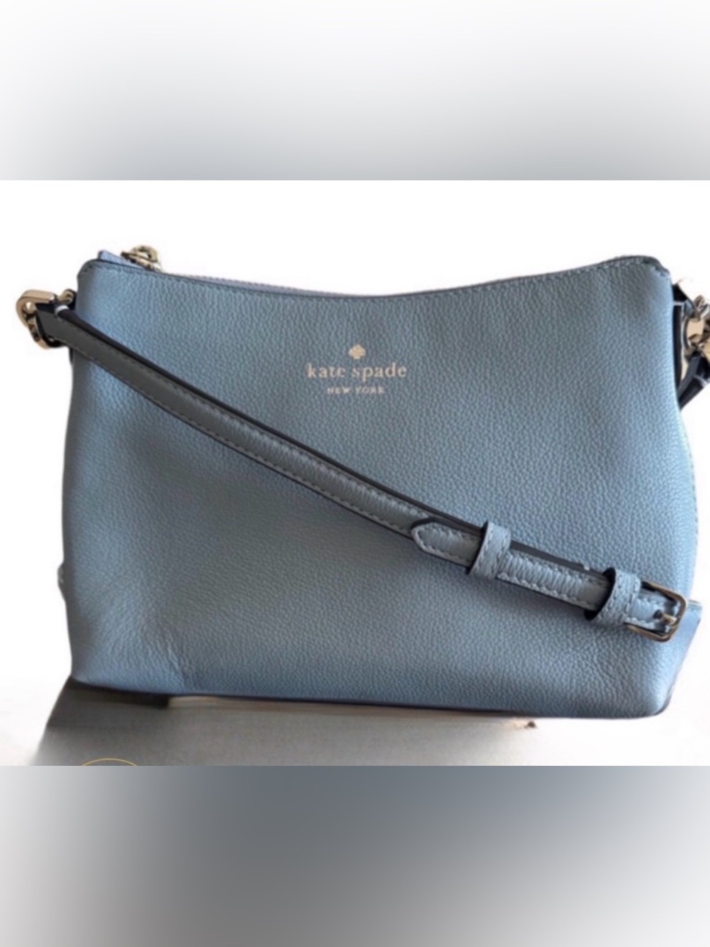 Kate Spade Blue Leather Crossbody Bag with Silver Accents